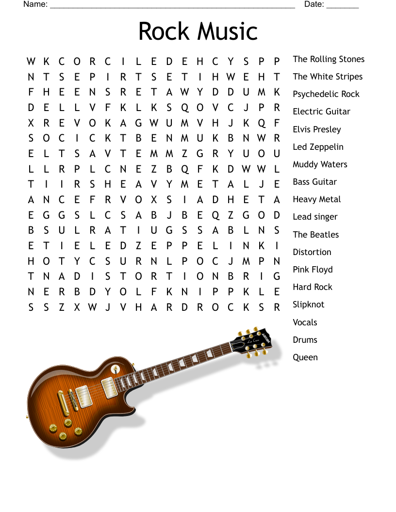 Rock Music Word Search WordMint