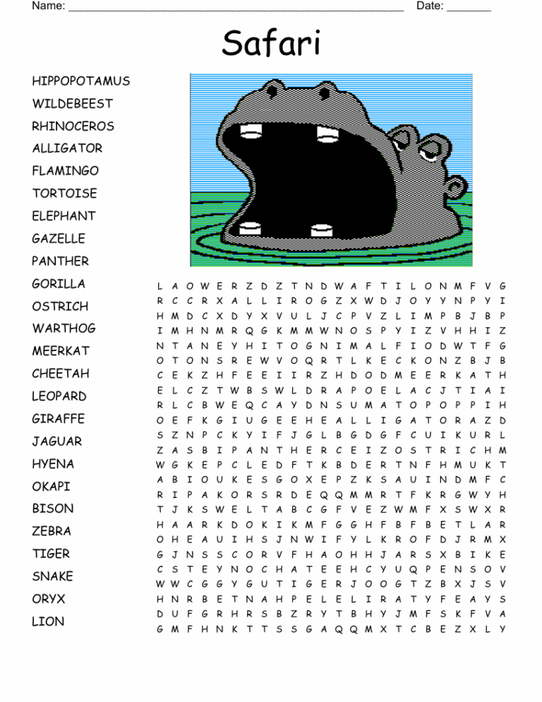Safari Word Search WordMint