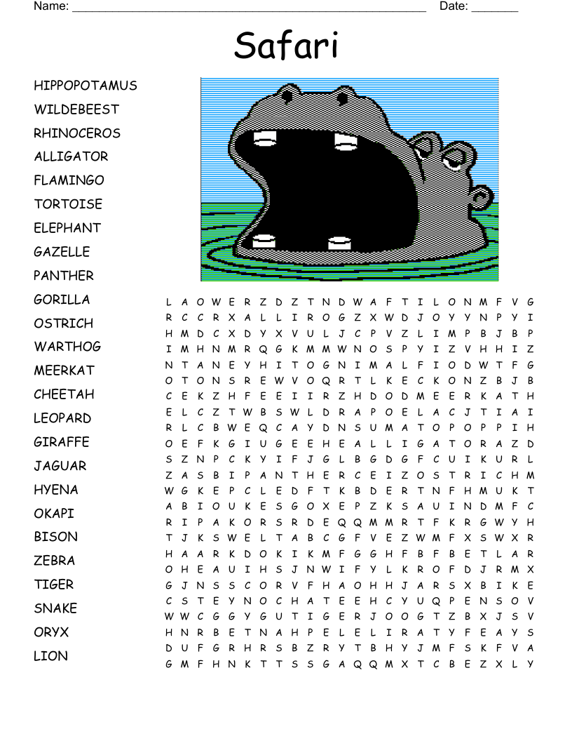 Safari Word Search WordMint