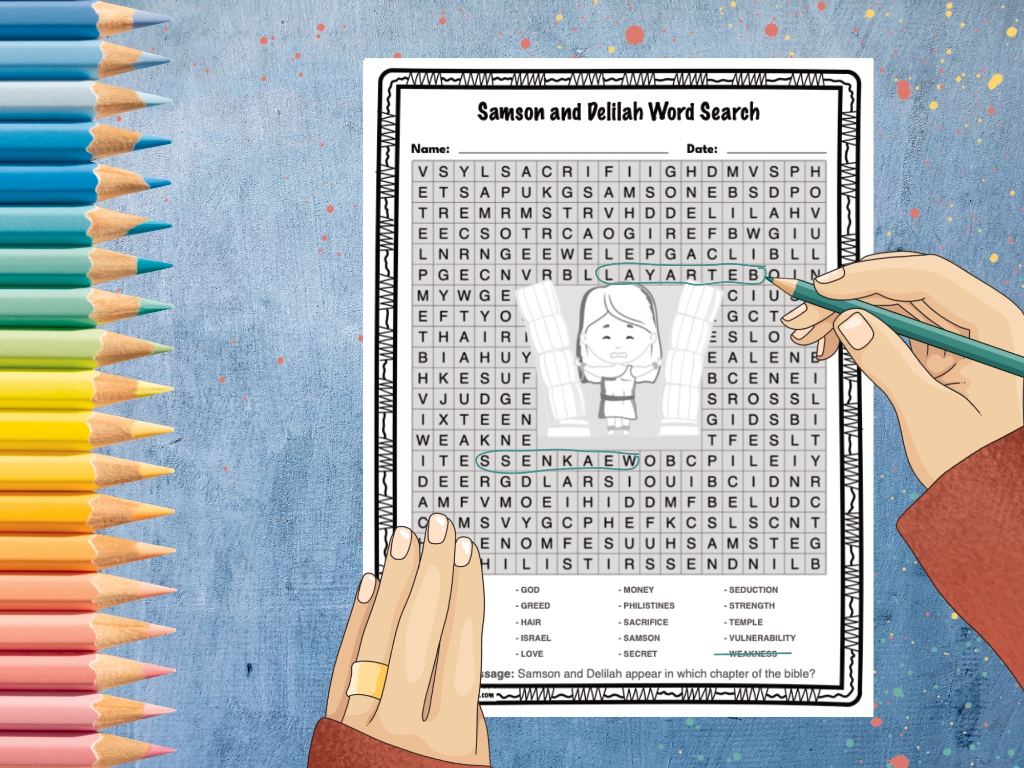 Samson And Delilah Word Search Bible Puzzle Activity Worksheet Teaching Resources