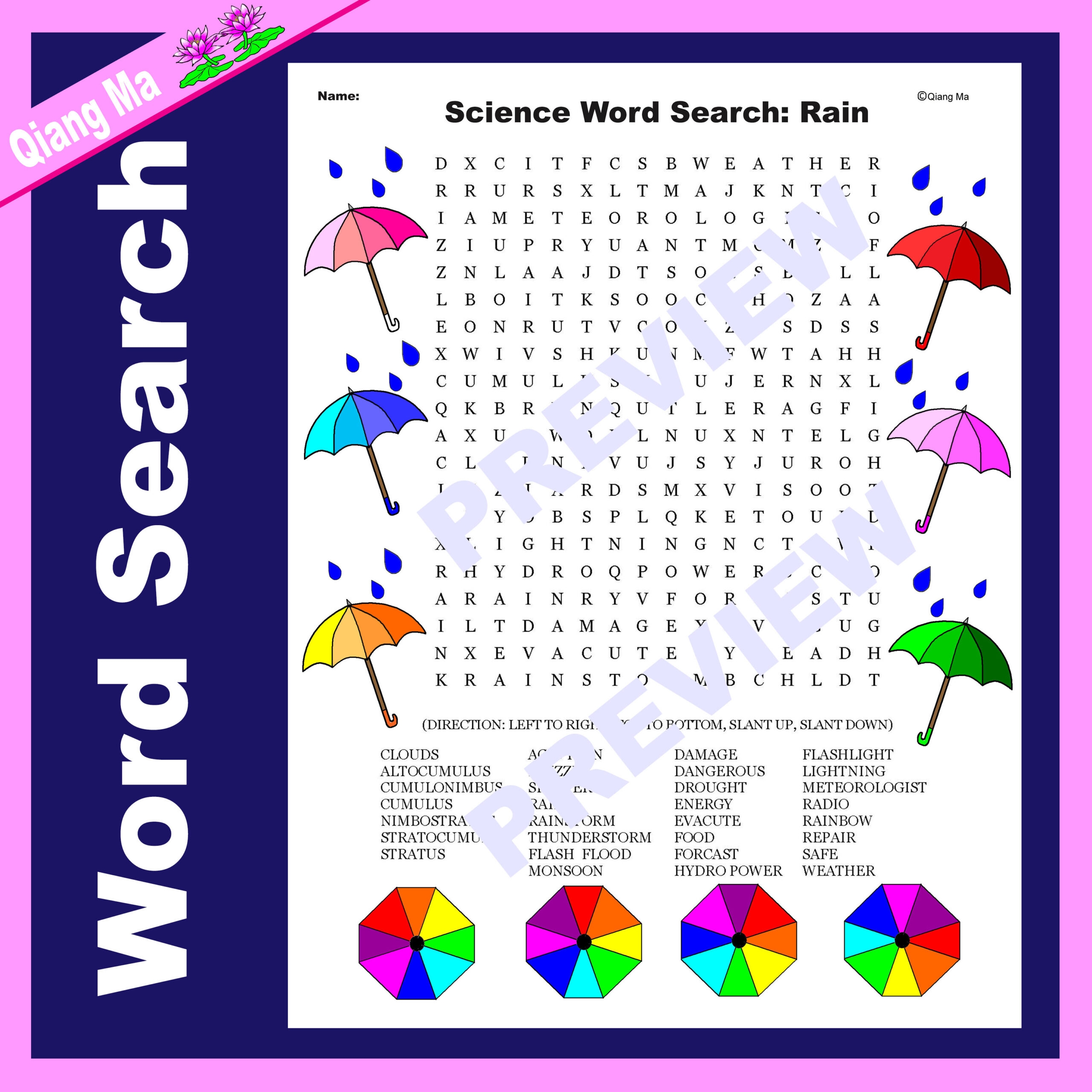 Science Word Search Rain Made By Teachers