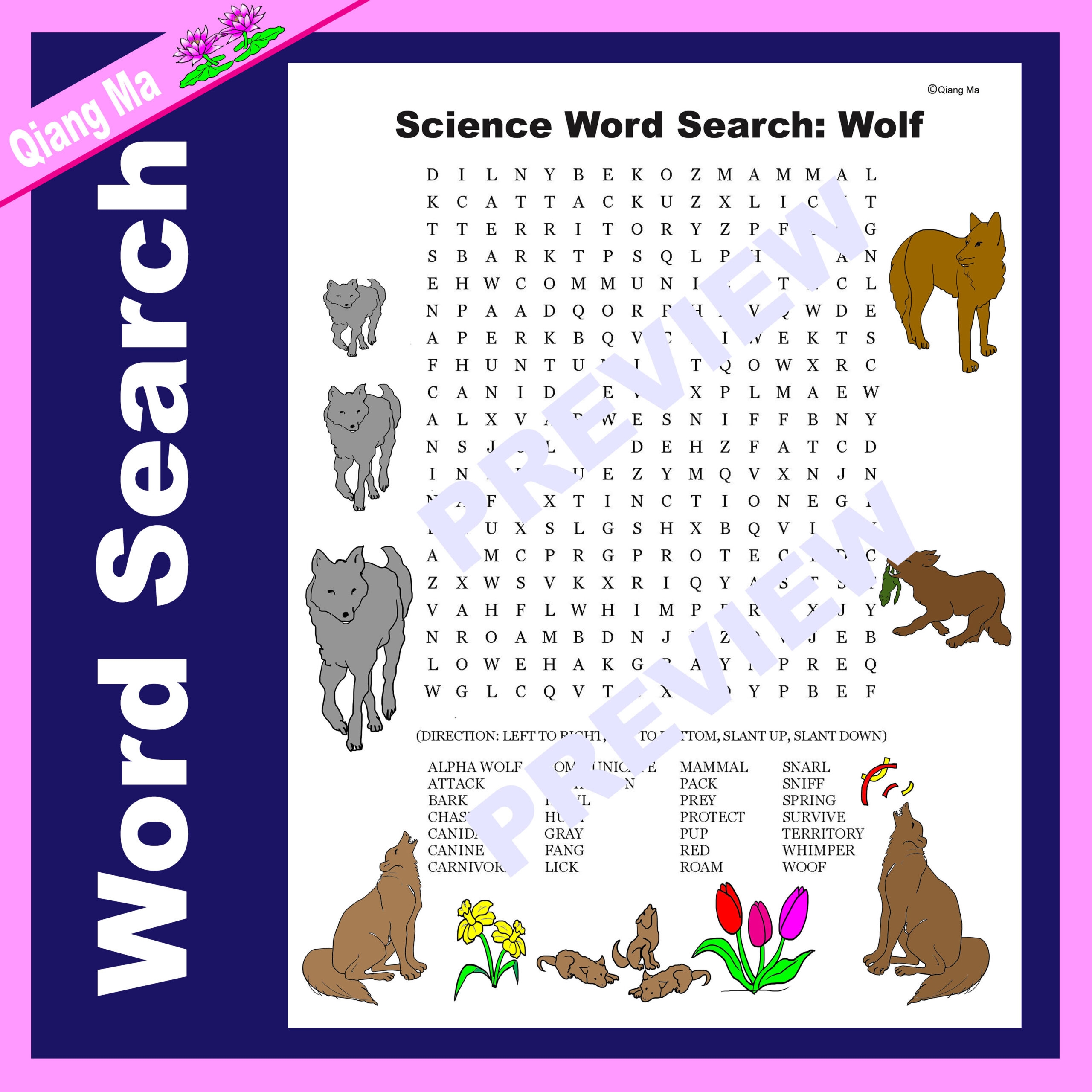 Printable Wolf Word Search Printable Wolf Word Search