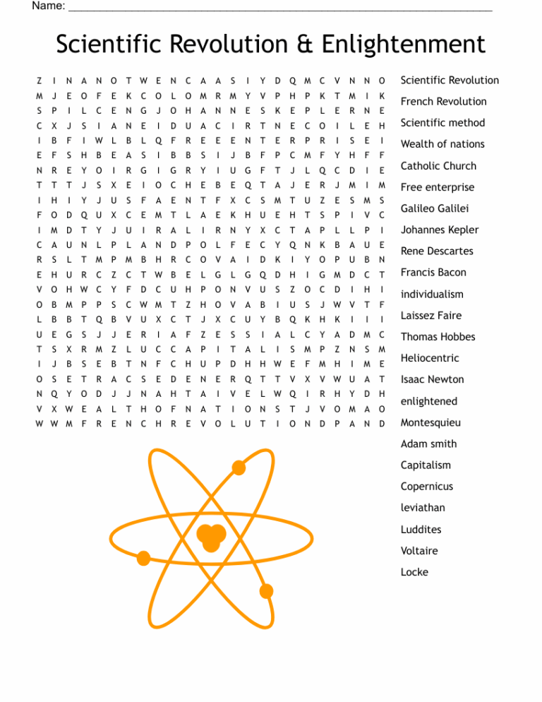 Scientific Revolution U0026 Enlightenment Word Search WordMint