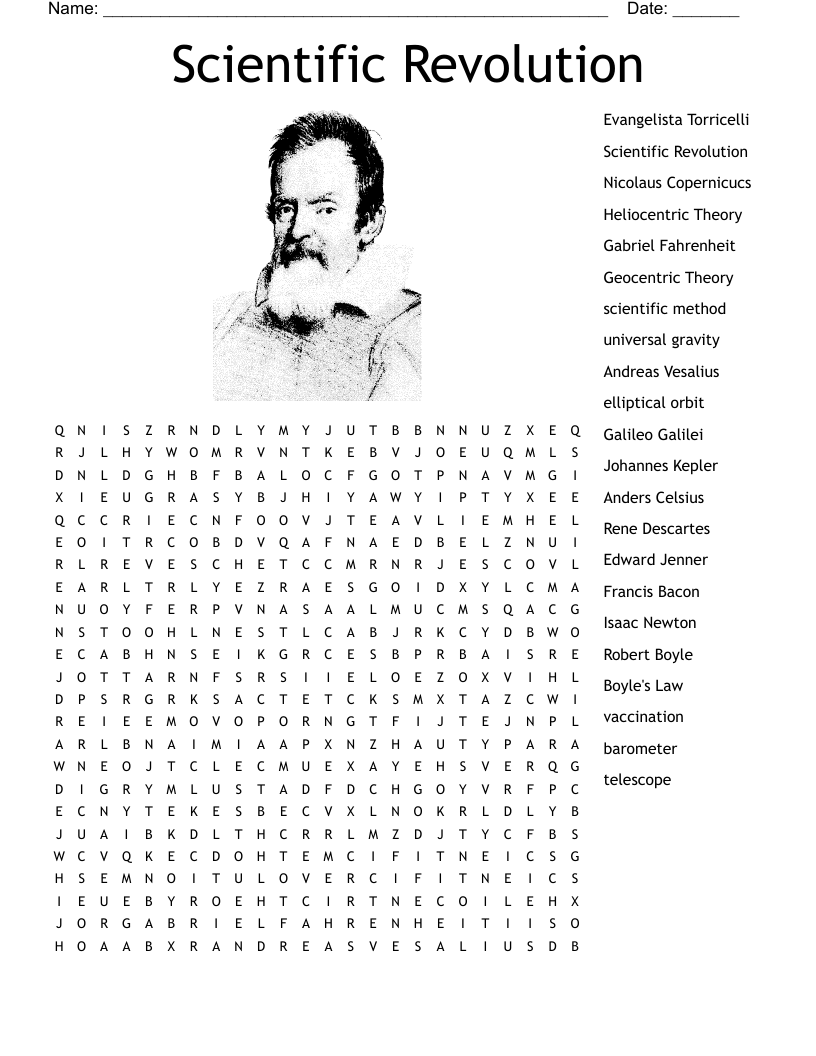 Scientific Revolution Word Search WordMint