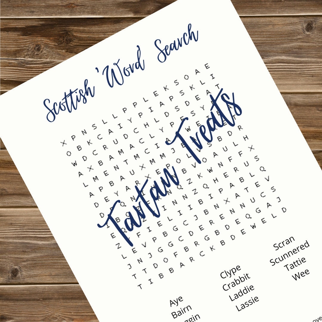Scottish Puzzles Word Search Kids Activities Printed Activity For Kids U0026 Adults Scotland Games Etsy