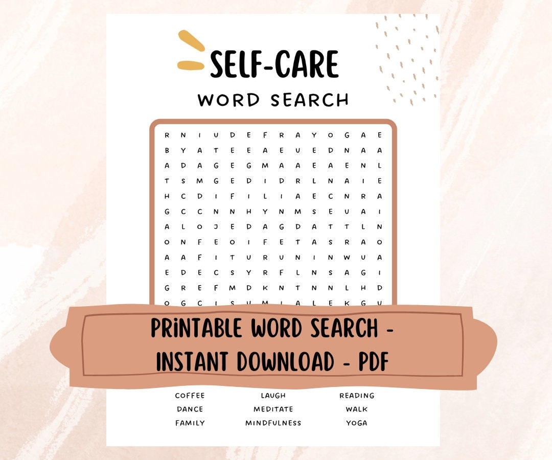 Self care Word Search Printable Mental Health Word Search Therapy Worksheet Feelings Activity Word Search For Teens U0026 Kids Etsy New 