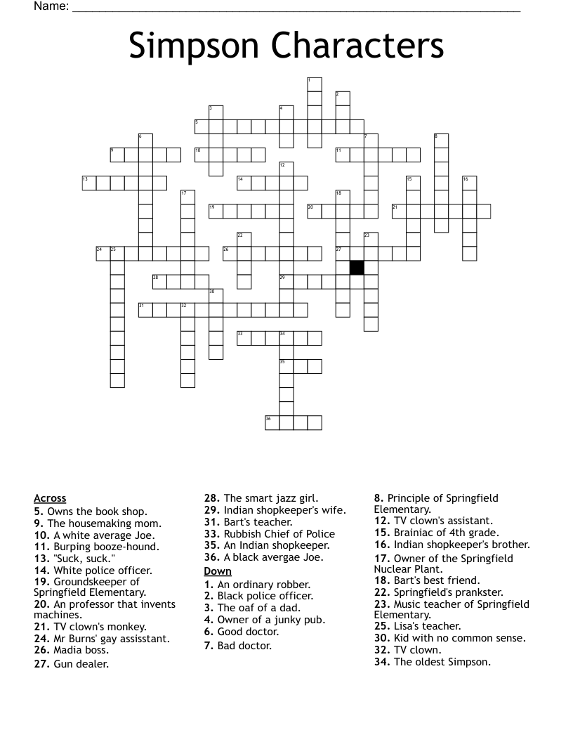 Simpsons Word Search WordMint