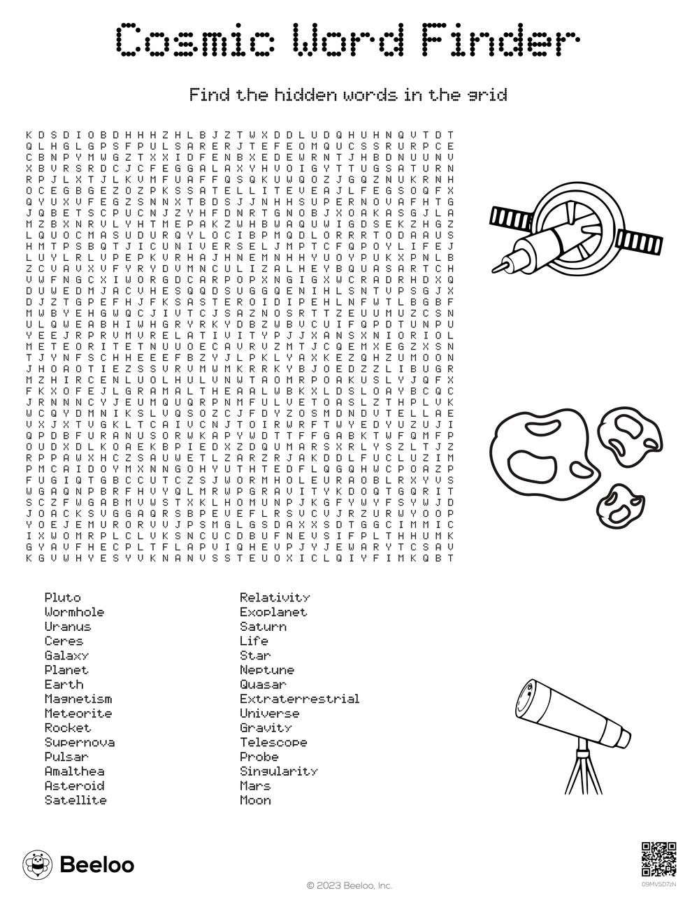 Space Word Search Printables