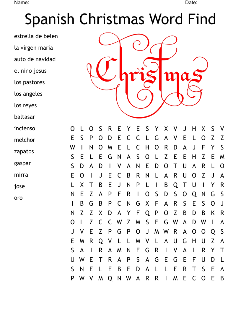 Spanish Christmas Traditions U0026 Vocabulary Word Search WordMint