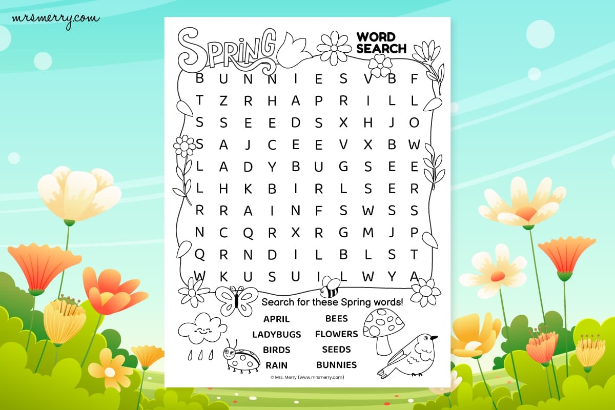 Spring Time Word Search Printable