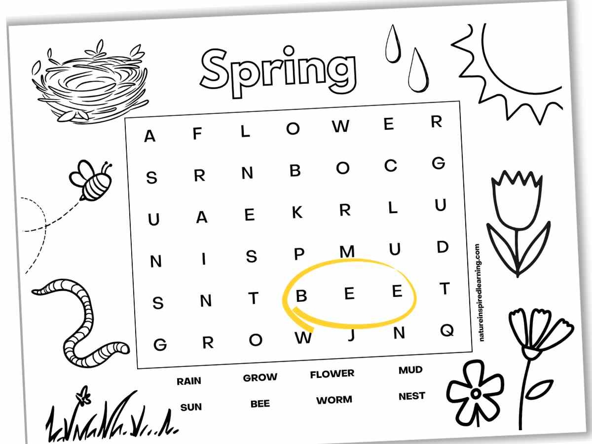Easy Spring Word Search Printables