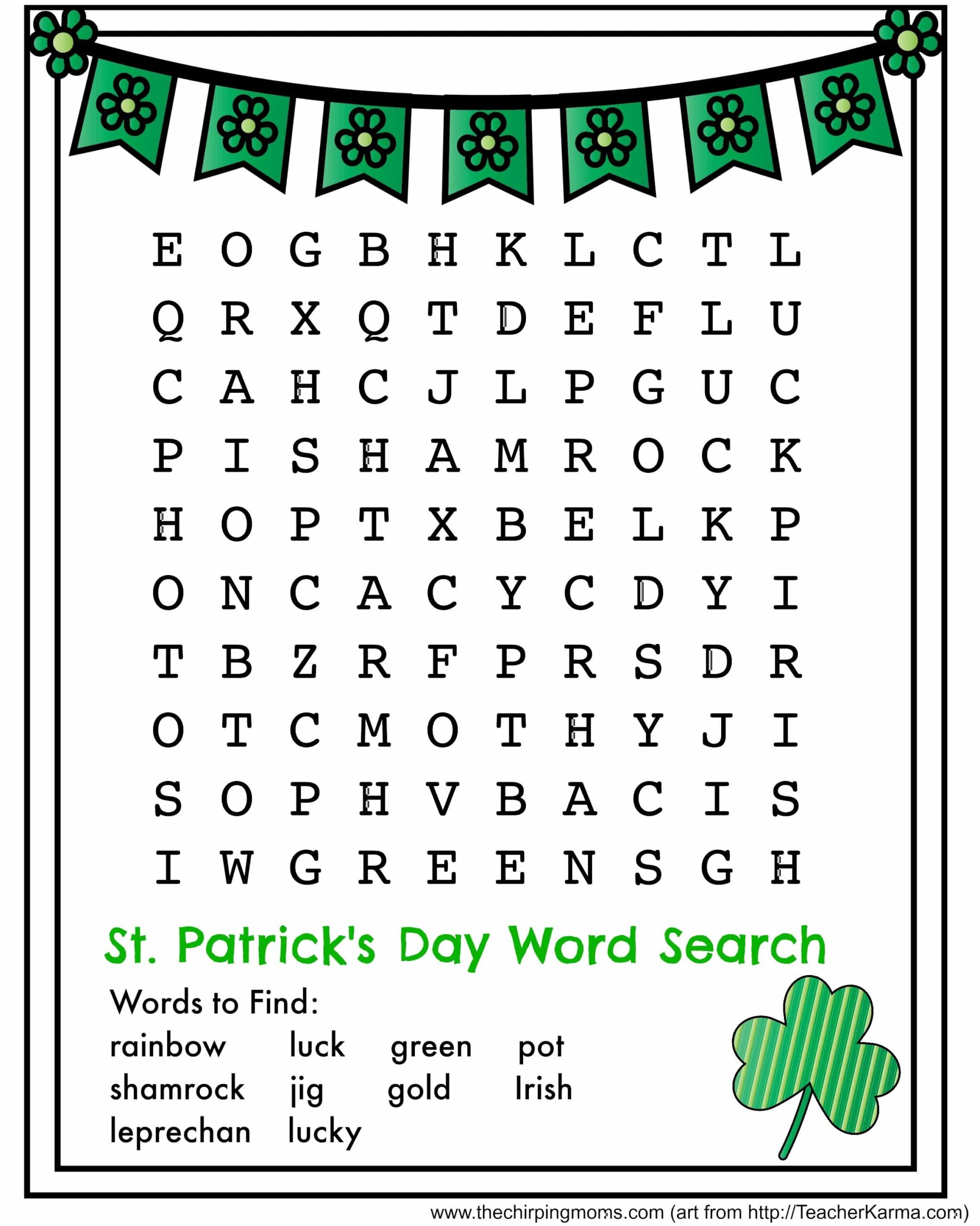 St Patrick s Day Word Search 2017 The Chirping Moms