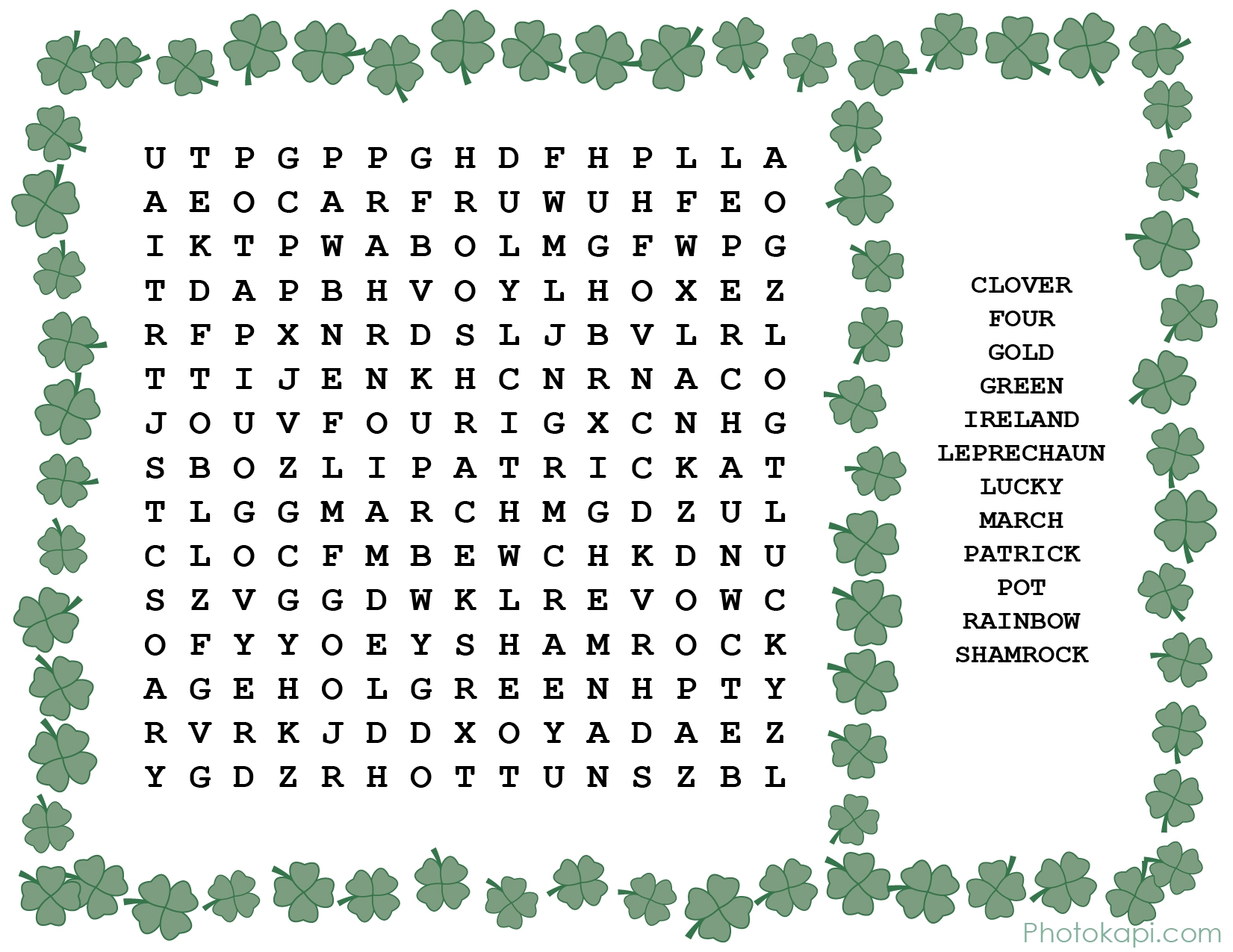 Free Printable St Patrick Word Search