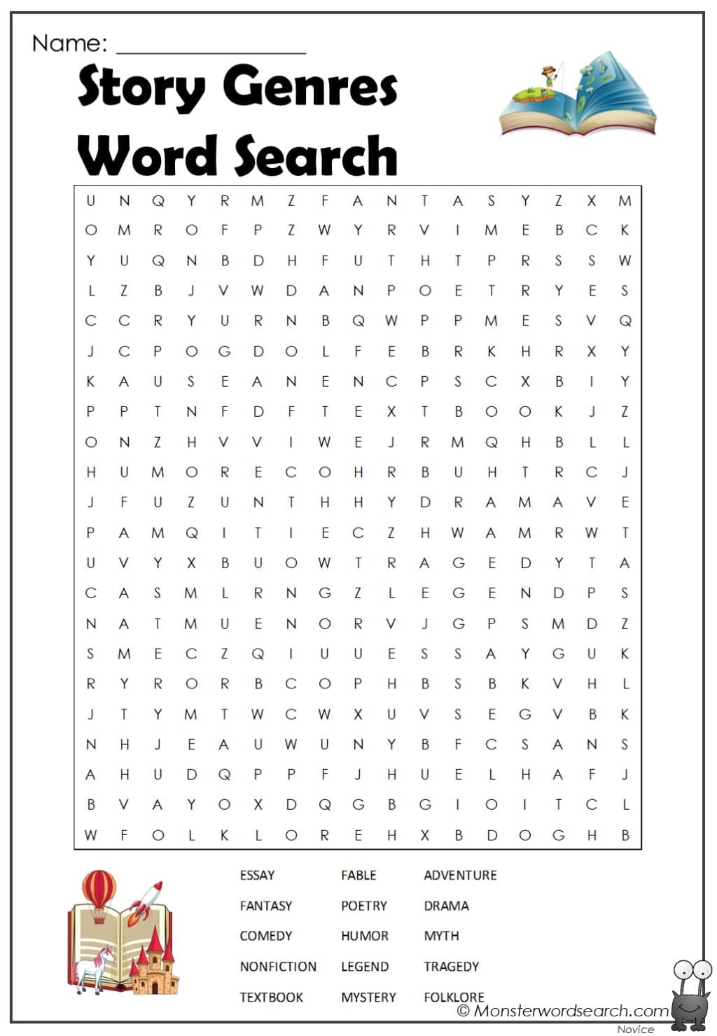 Story Genres Word Search Monster Word Search Story Genres Word Search Monster Word Search