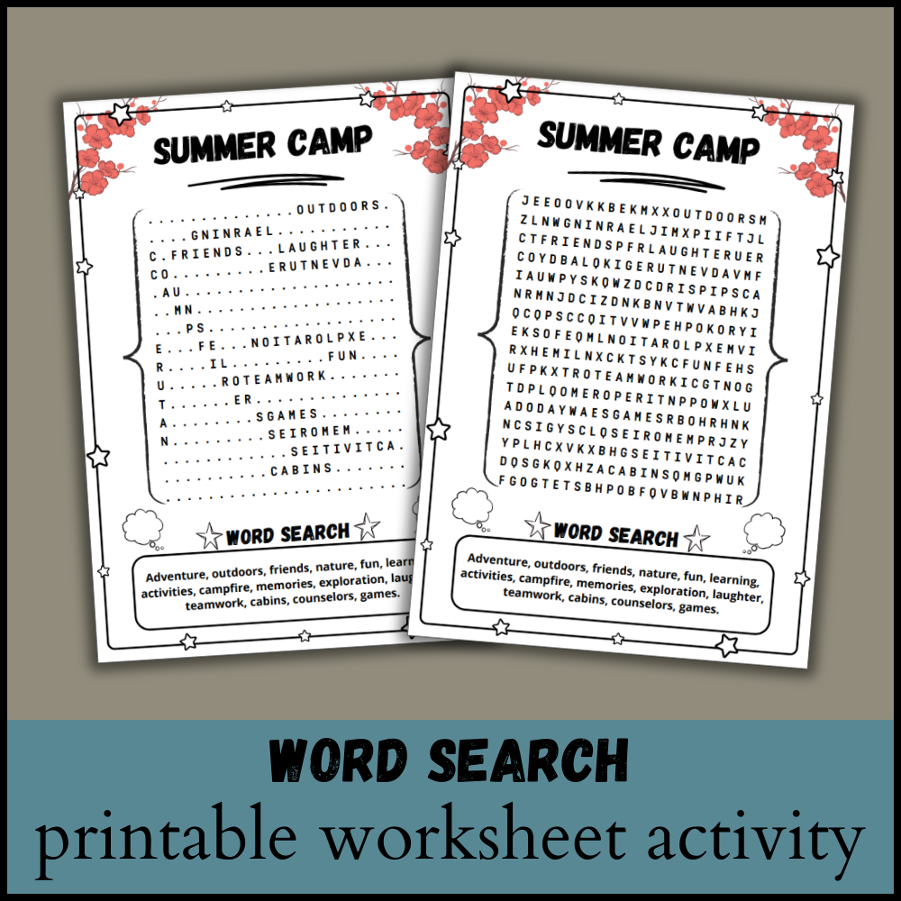 Summer Camp Word Search Puzzle Worksheet Activity Made By Teachers