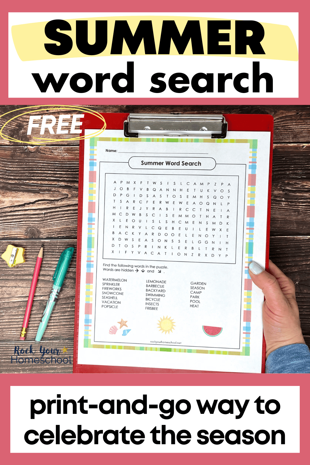 Summer Word Search Activity Free Rock Your Homeschool