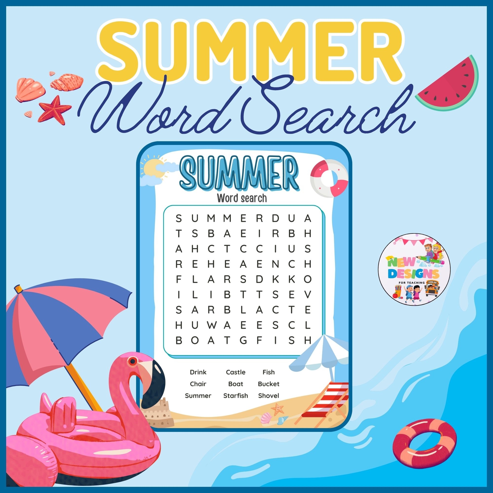 Summer Word Search Puzzle End Of The Year Activities Printable 