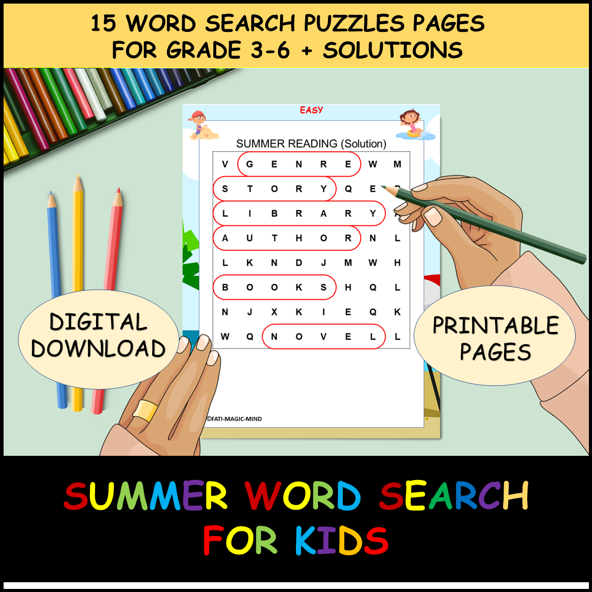 Summer Word Search Puzzles Grade 3 6 15 Fun End Of Year Printable Pages Made By Teachers