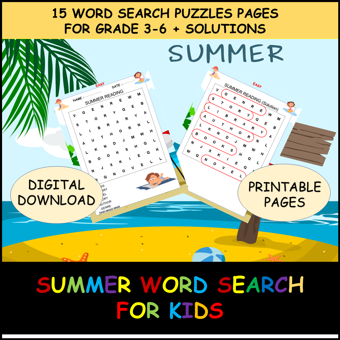 Summer Word Search Puzzles Grade 3 6 15 Fun End Of Year Printable Pages Made By Teachers