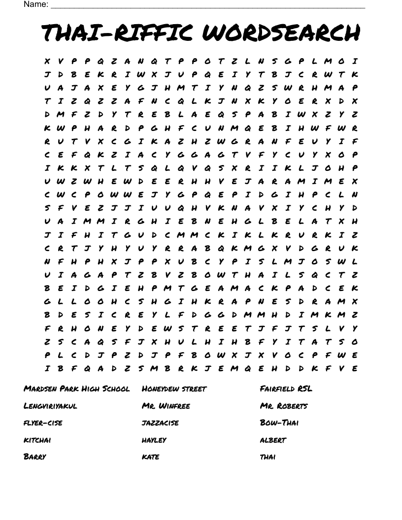 THAI RIFFIC WORDSEARCH WordMint