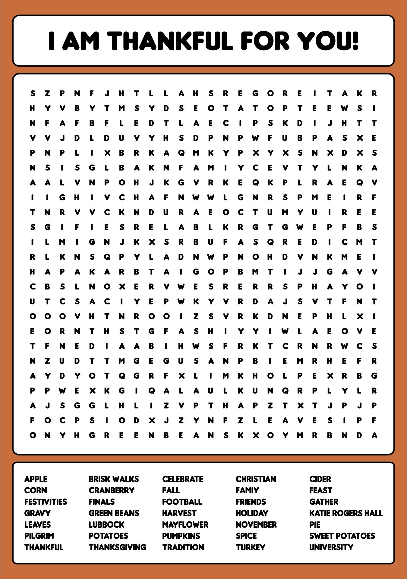Advanced Thanksgiving Word Search Printable