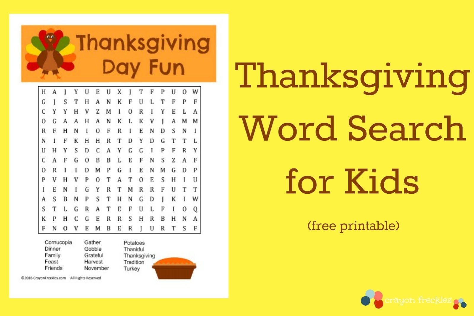 Thanksgiving Word Search For Kids free Printable Do Play Learn