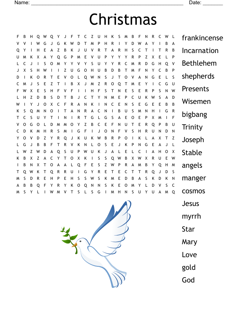 Christmas Word Search Printable Christian