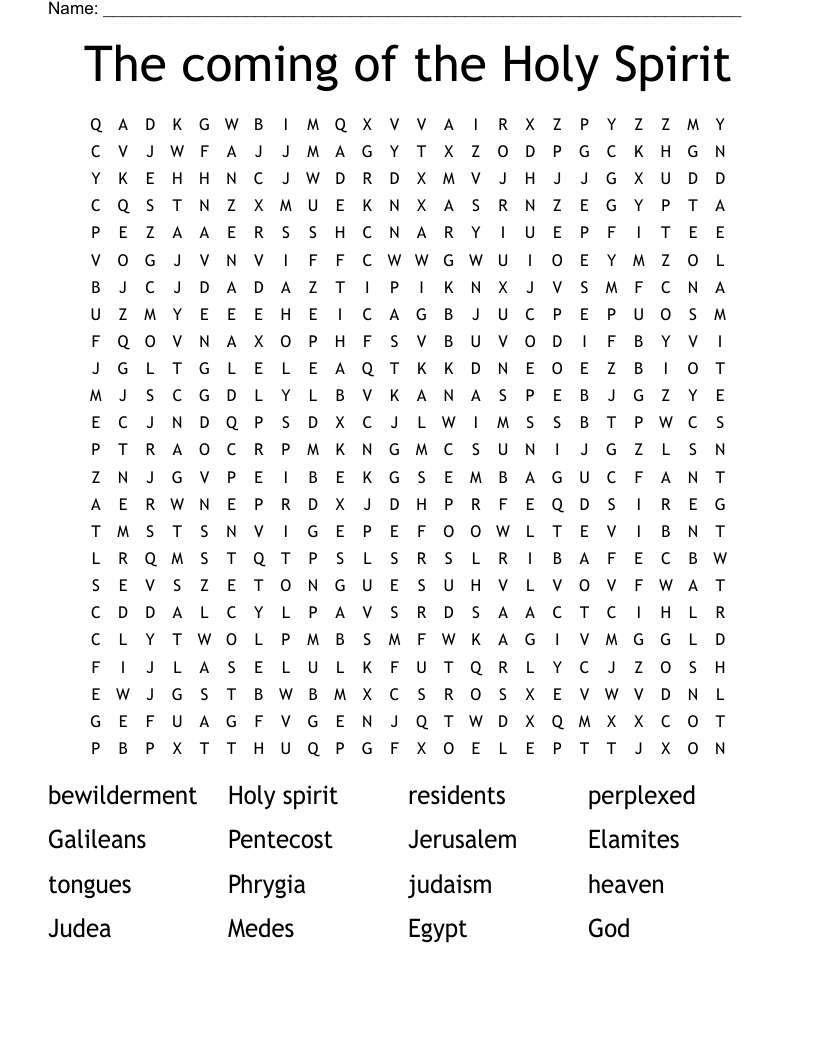 The Coming Of The Holy Spirit Word Search WordMint