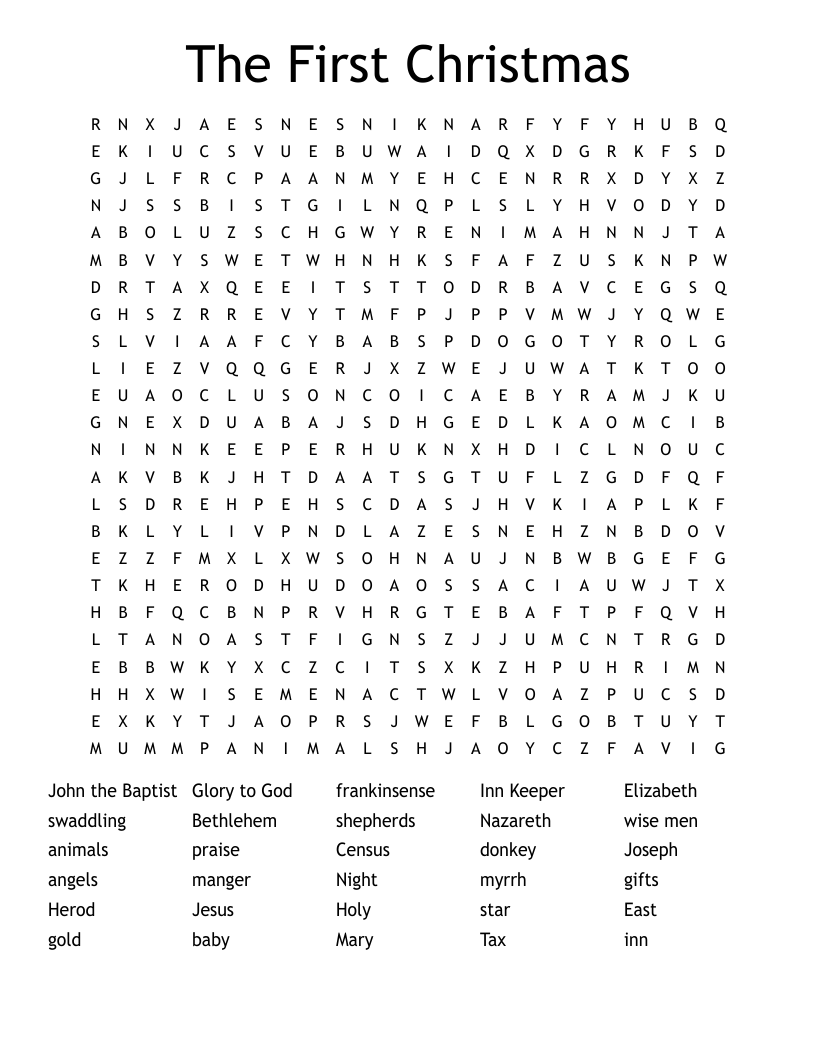 The First Christmas Word Search WordMint