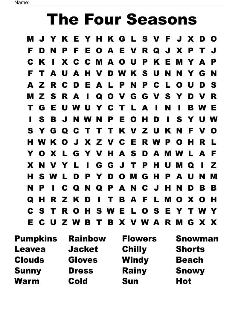 The Four Seasons Word Search WordMint