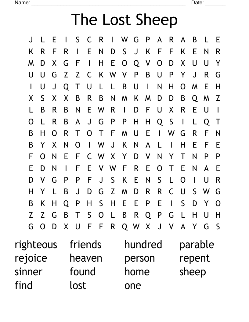 The Lost Sheep Word Search WordMint