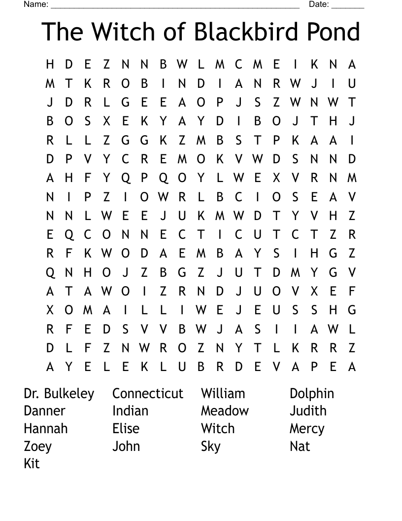 Pond Word Search Printable