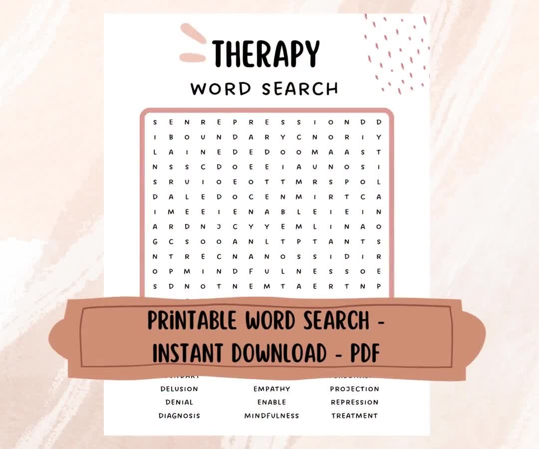 Therapy Word Search Printable Mental Health Word Search Feelings Worksheet Self Care Activity Word Search For Teens And Kids