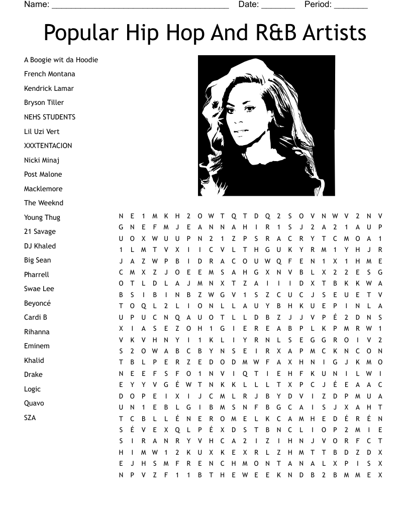 Top Music Artist Word Search WordMint