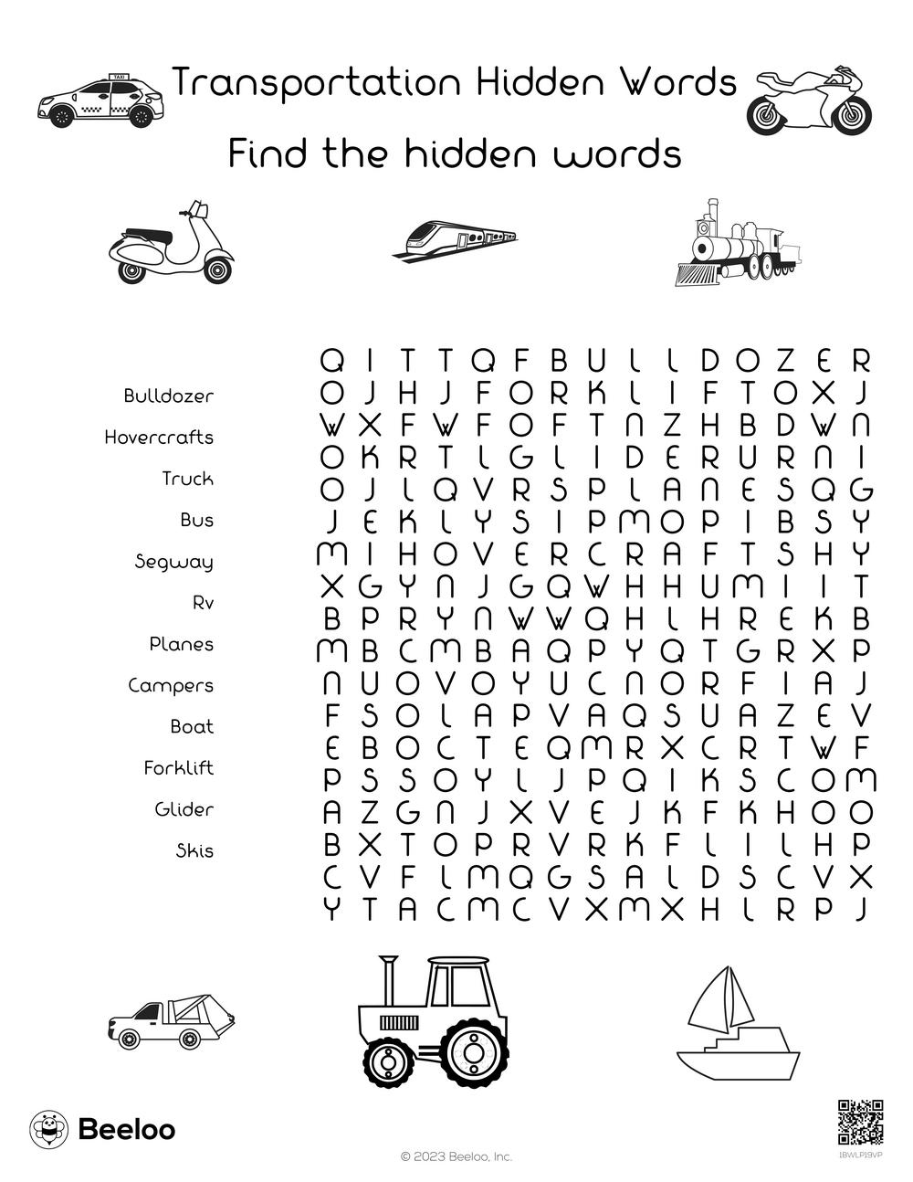 Printable Transportation Word Search