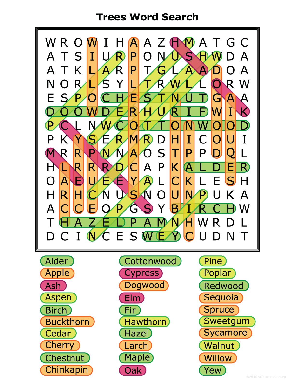 Printable Word Search Trees