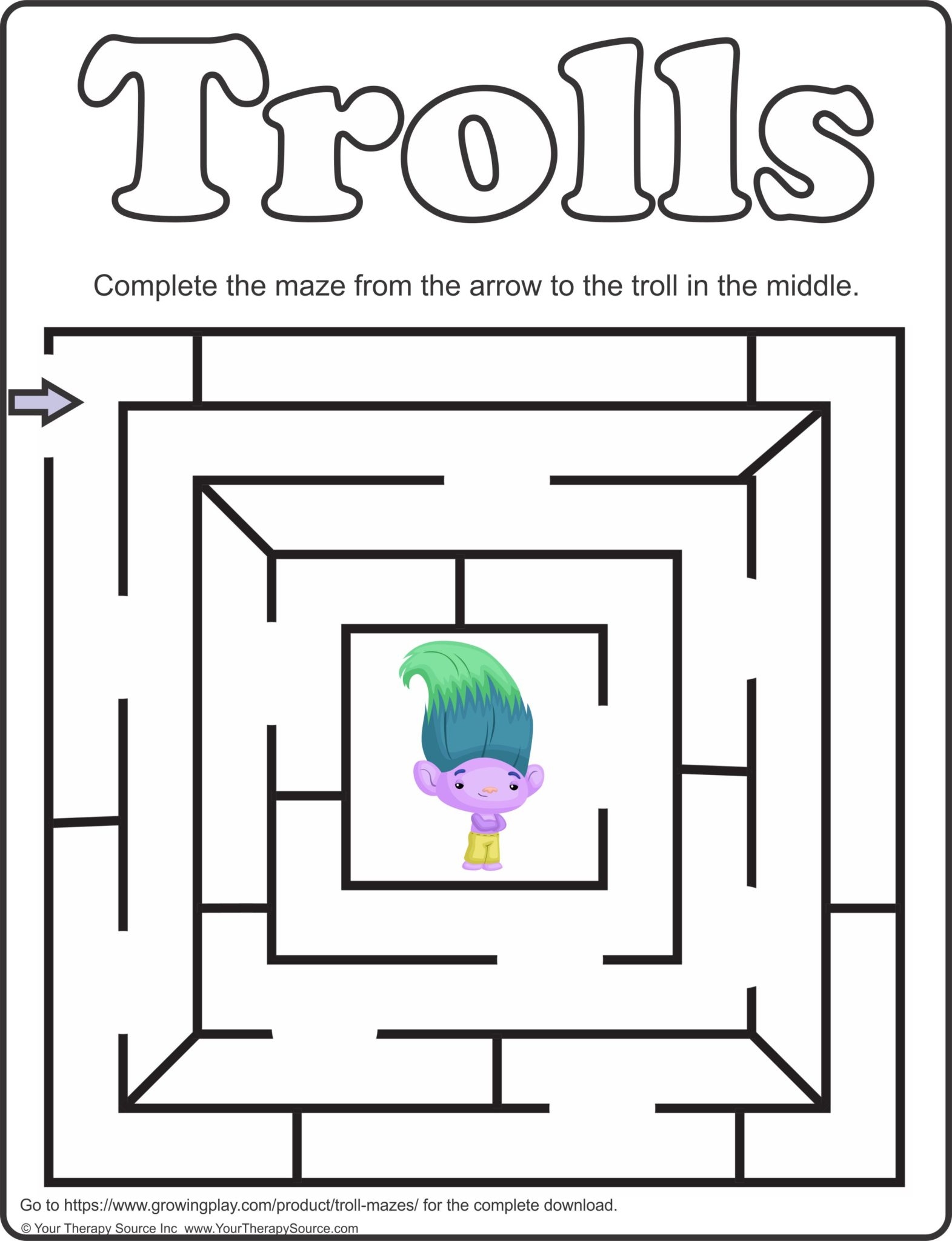 Trolls Printable Word Search