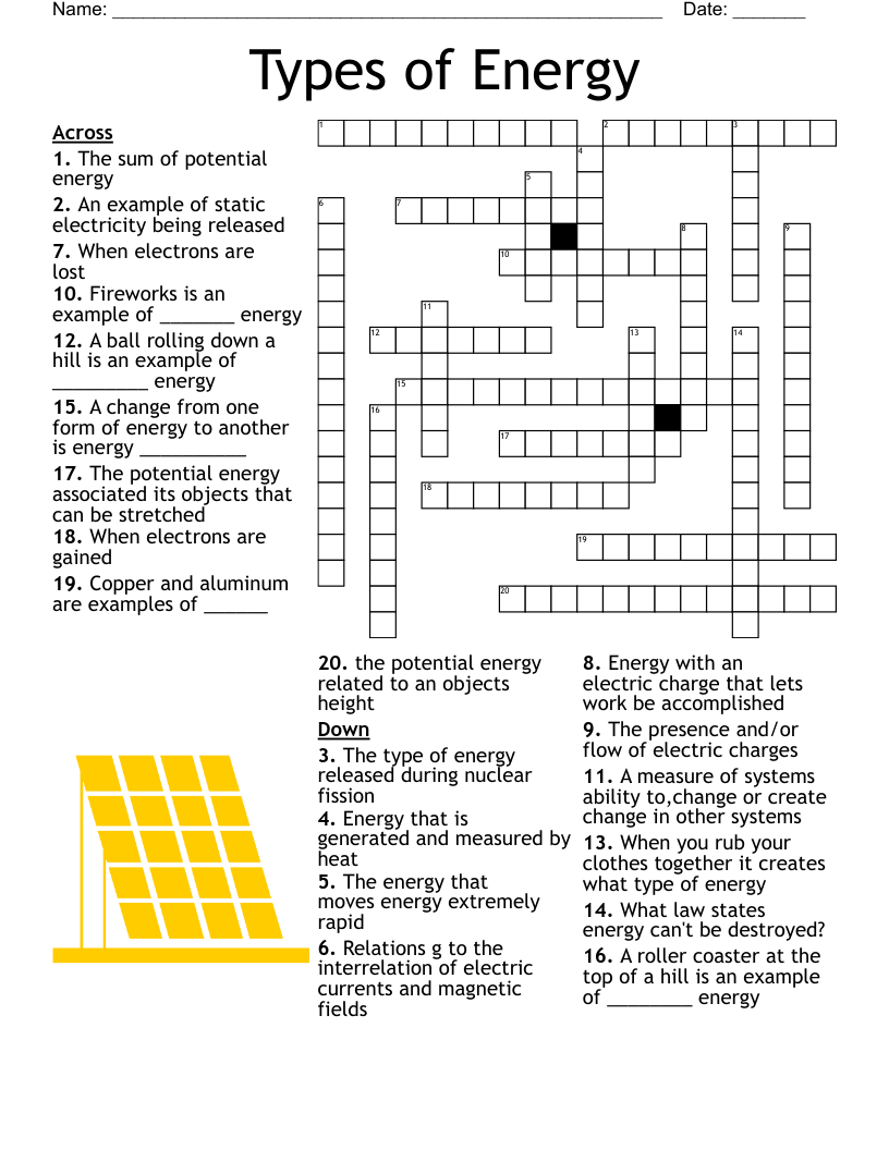 Types Of Energy Word Search WordMint