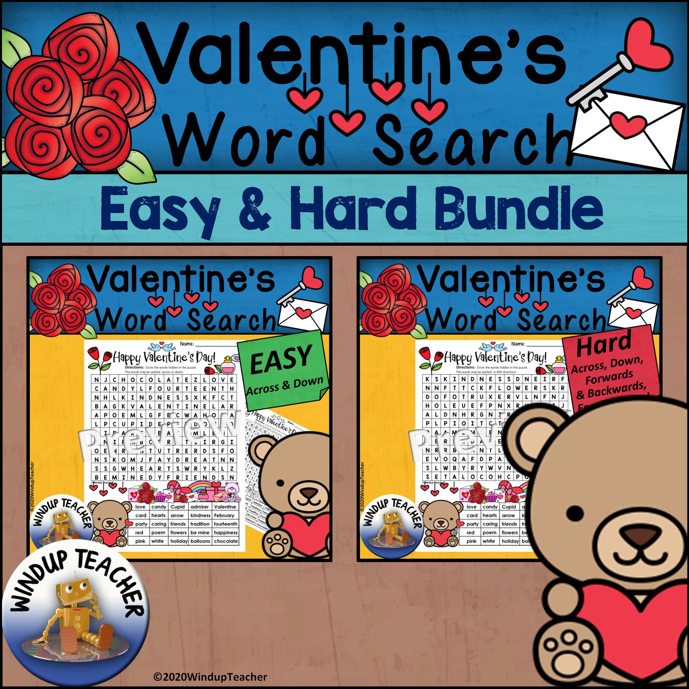 Valentine Word Search Hard Printable