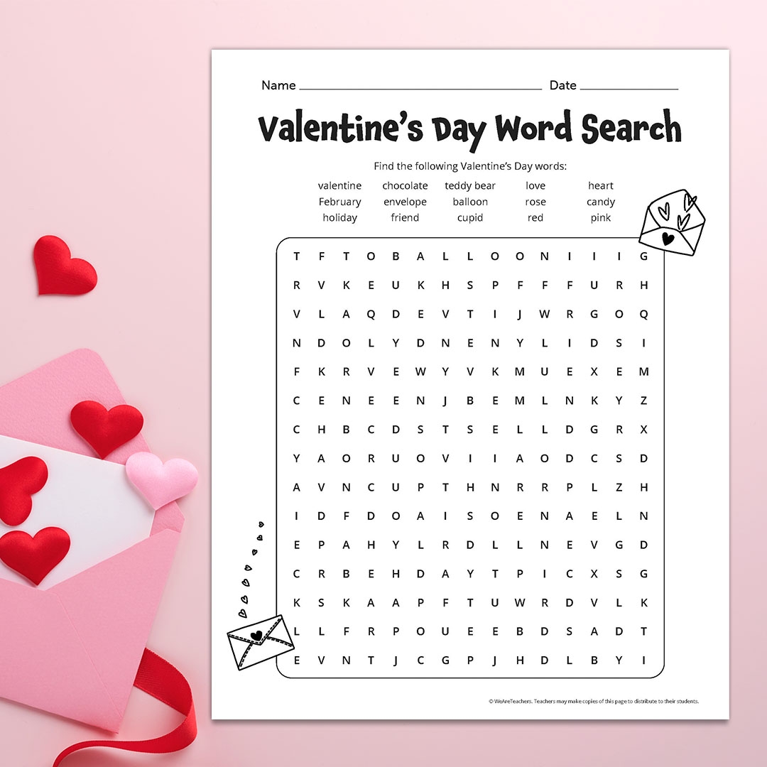 Valentines Word Search Free Printable
