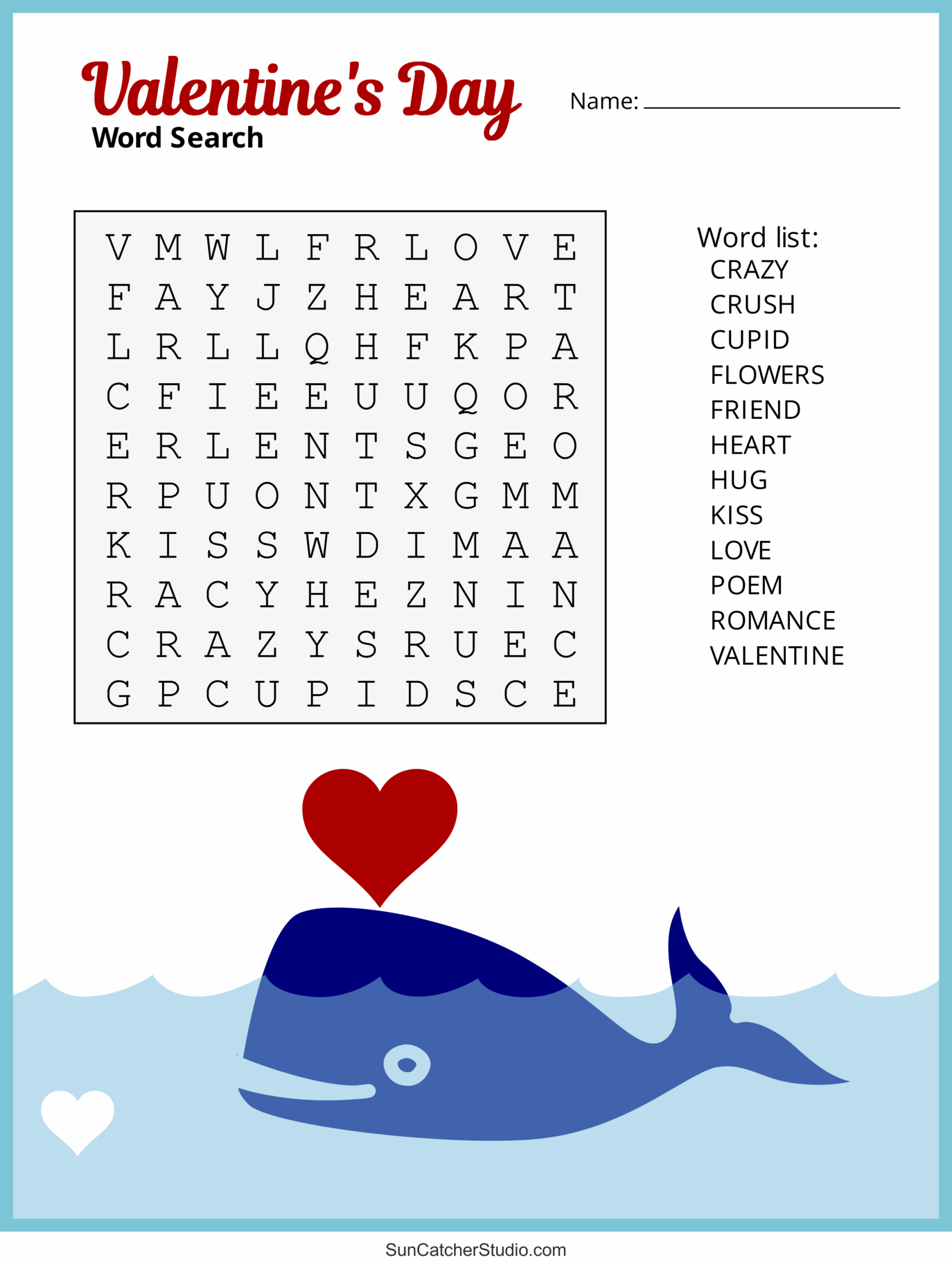 Valentine Free Printable Word Search