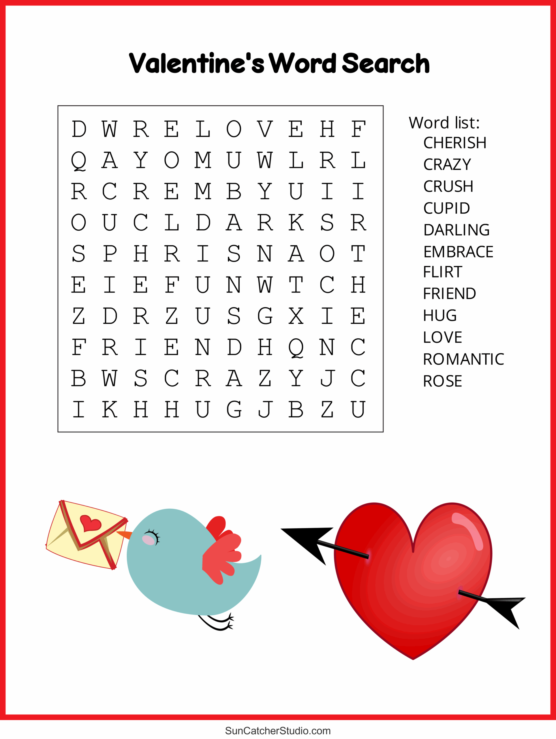 Free Printable Word Search Valentine& 39