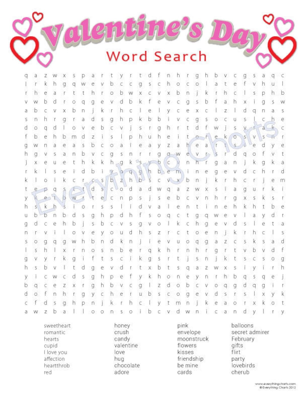 Valentine Word Search PDF Files printables Etsy