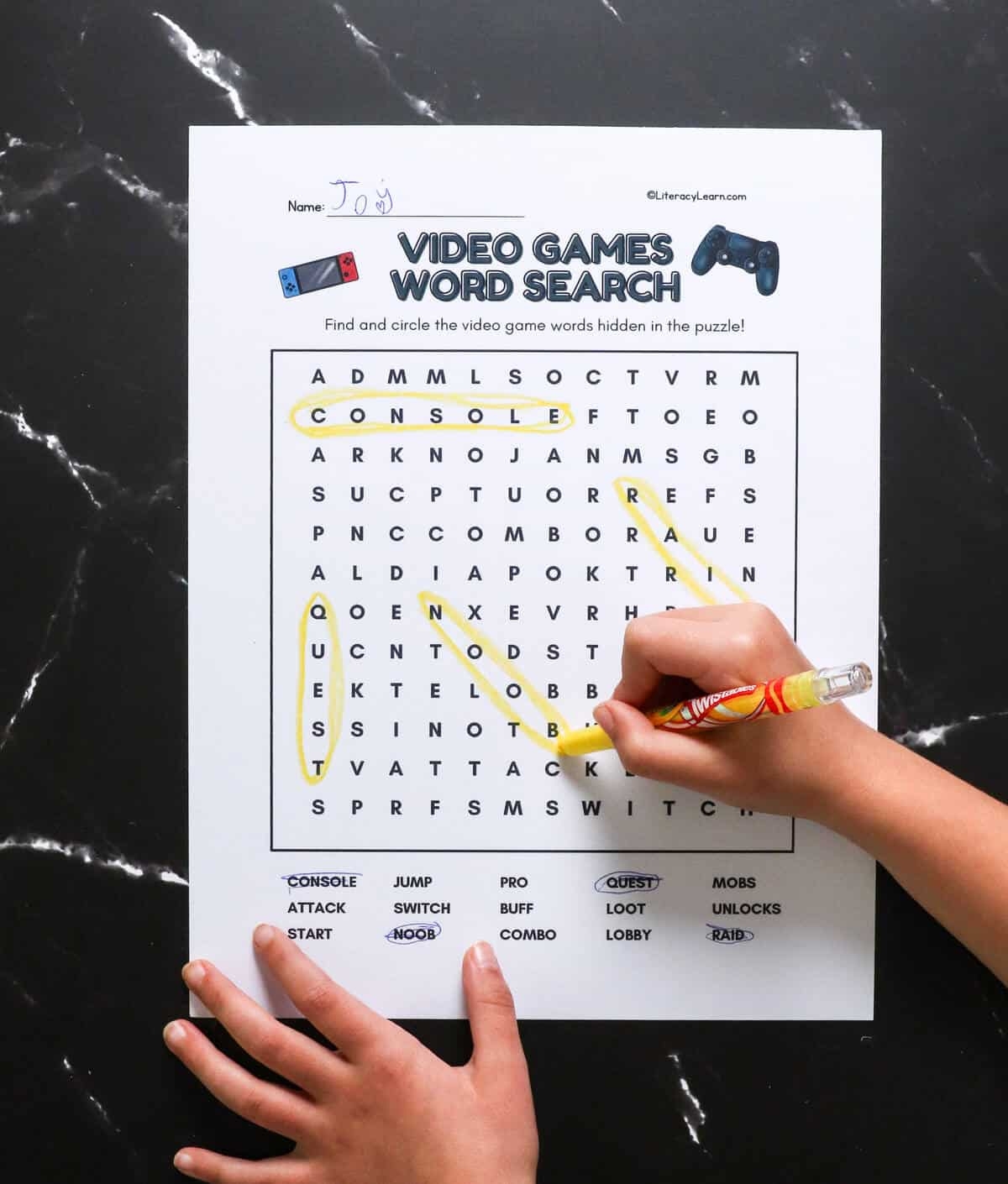 Printable Word Search Video Games