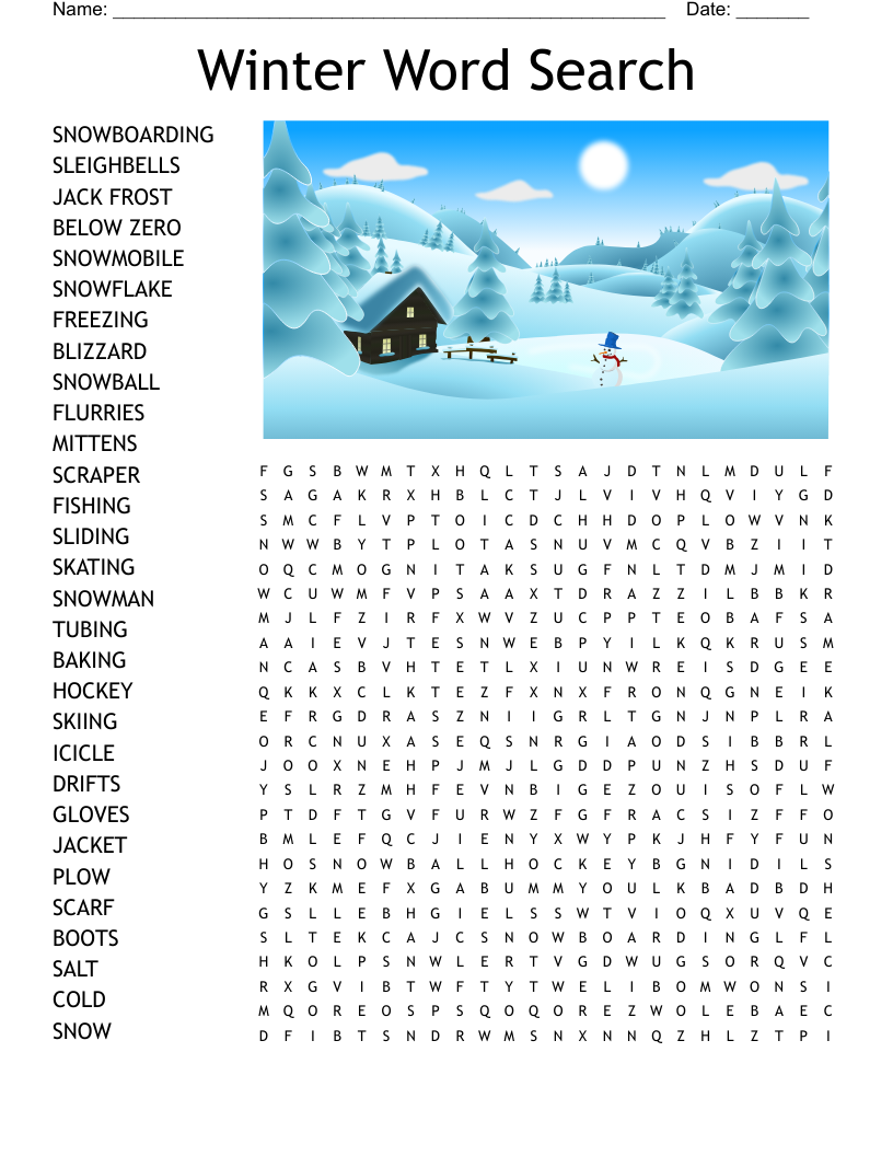 Free Printable Winter Word Search Pdf