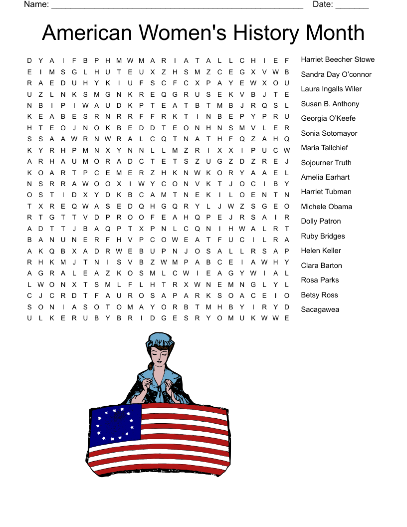 Women In History Word Search WordMint