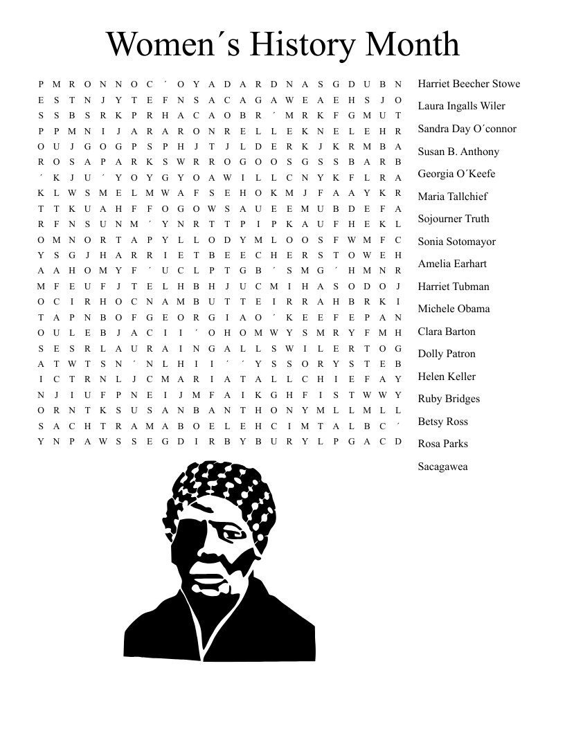 Women s History Month Word Search WordMint