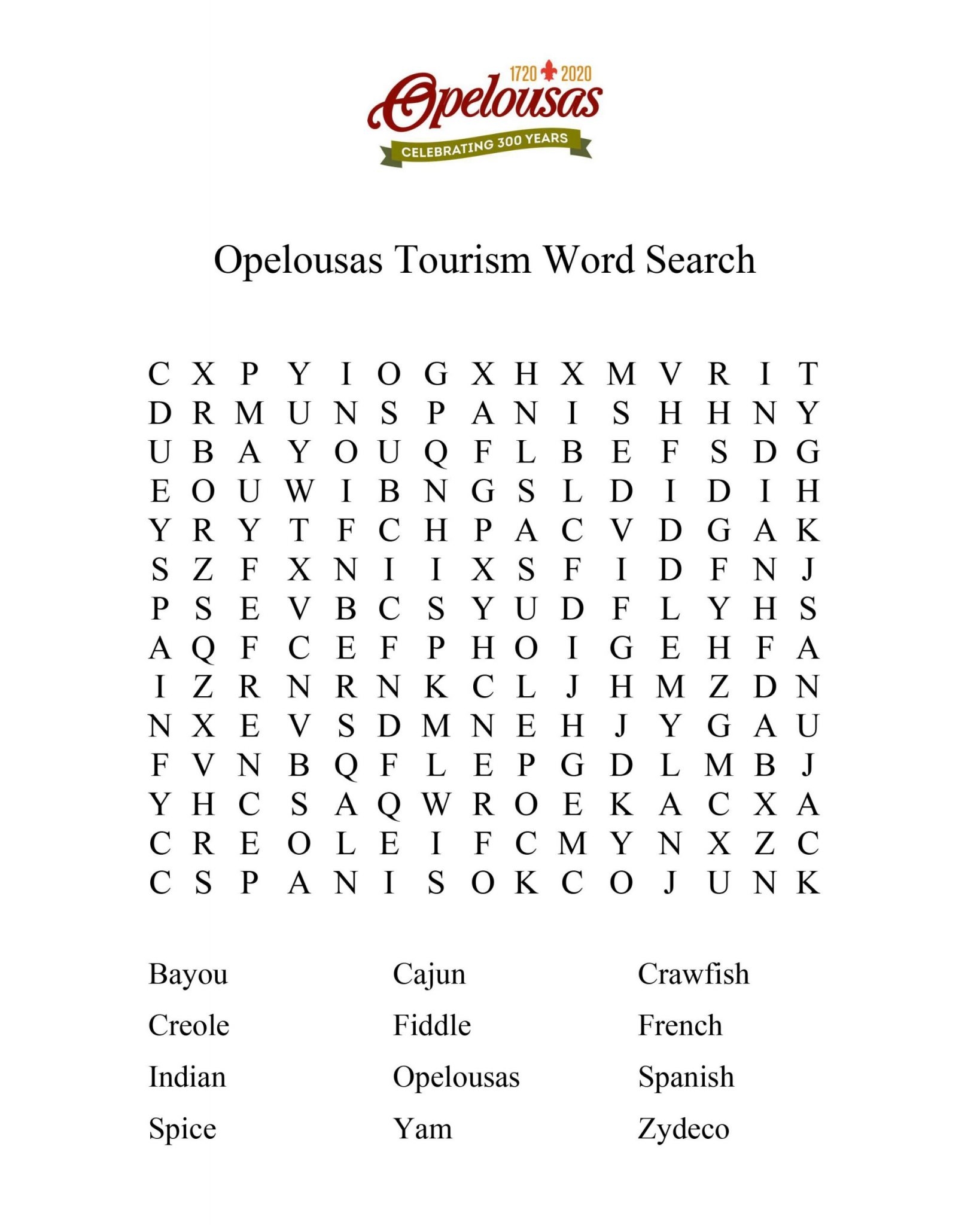 Louisiana Word Search Printable