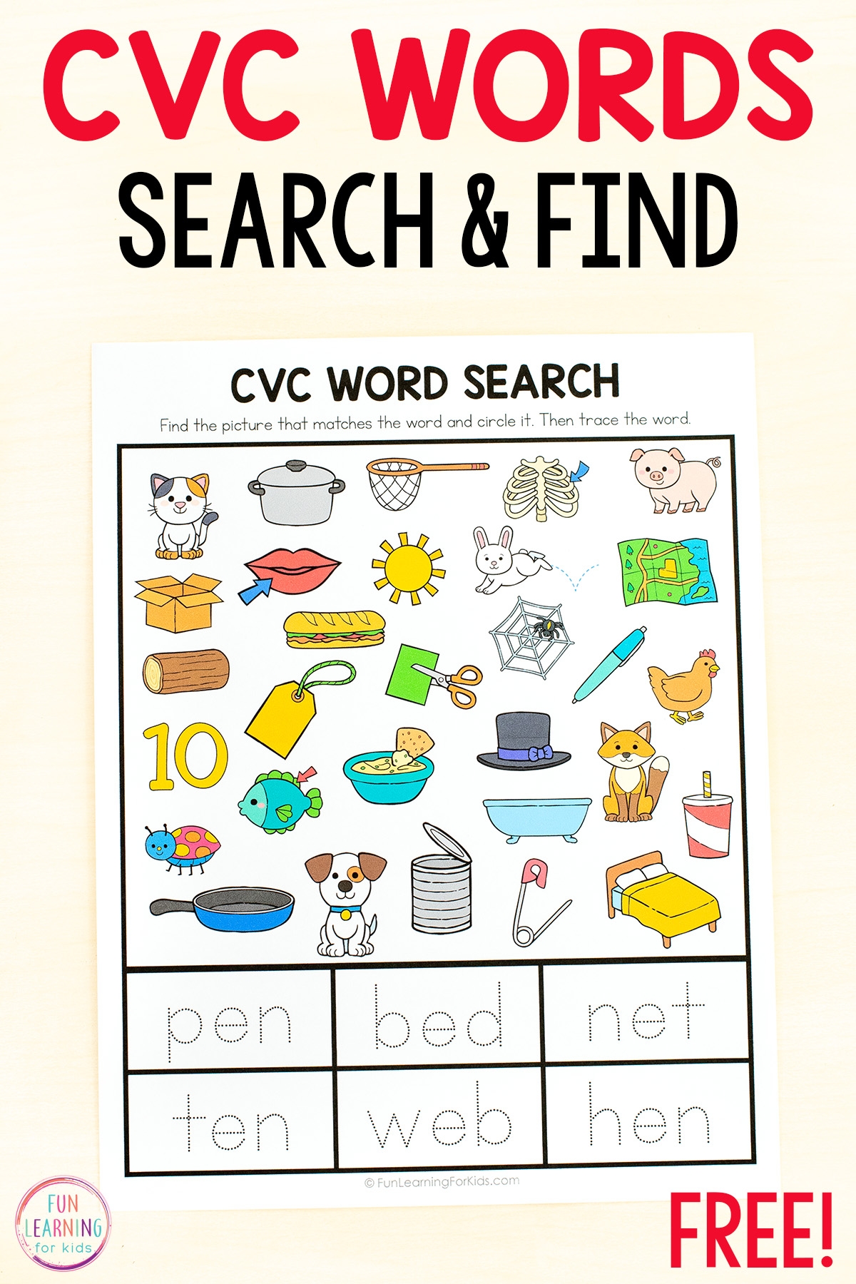 Printable Word Search For Kindergarten