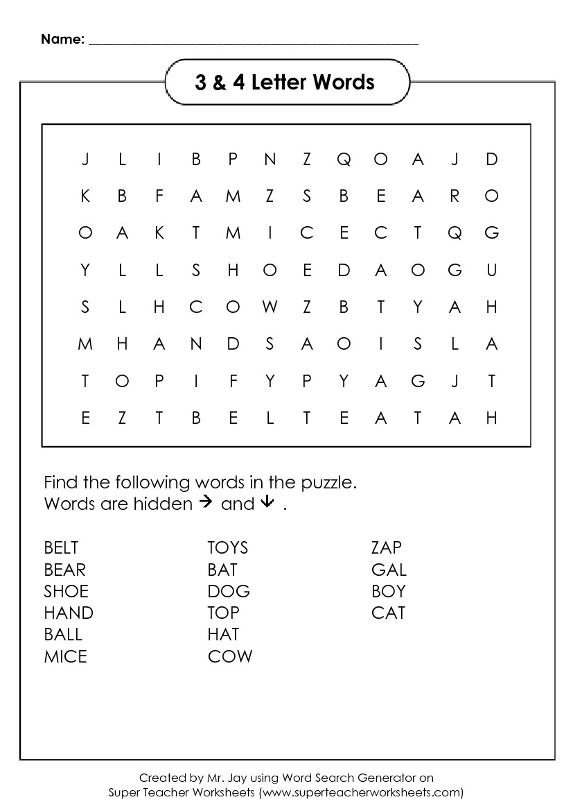 Free Printable English Word Search Puzzles